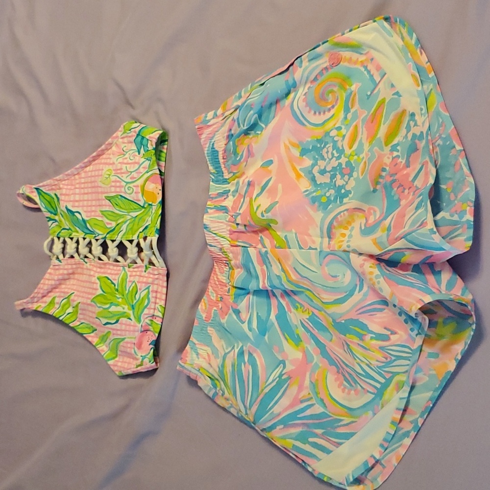Lilly Pulitzer Shorts sz xs and Swimm Top sz 2